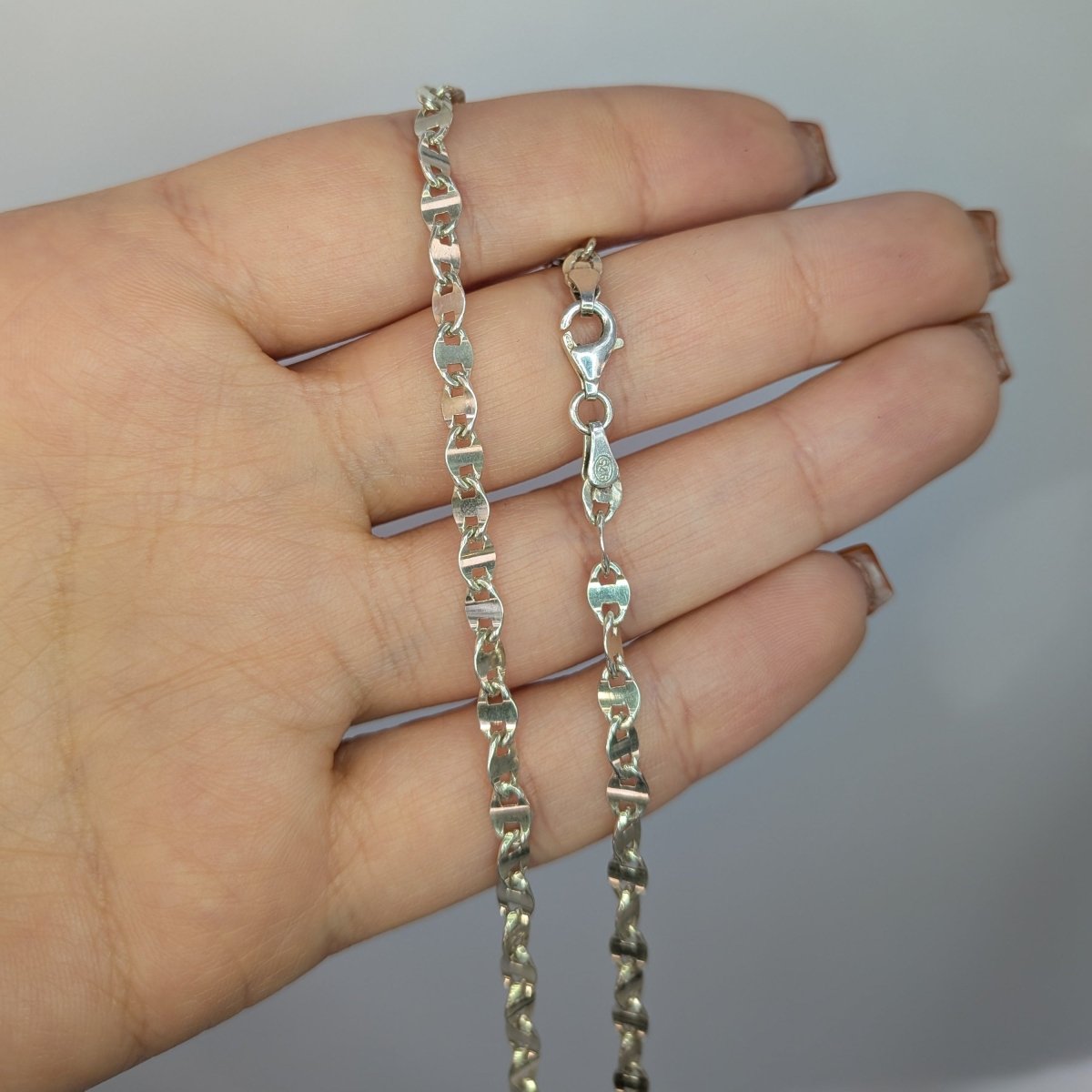 Silver halsband plattor 55cm - Smyckesbanken