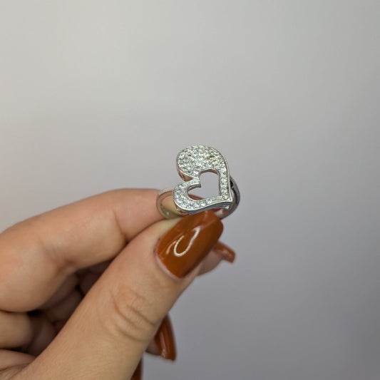 Silver ring hjärta med stenar - Smyckesbanken