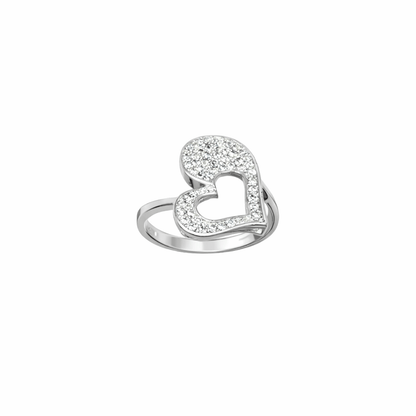 Silver ring hjärta med stenar - Smyckesbanken