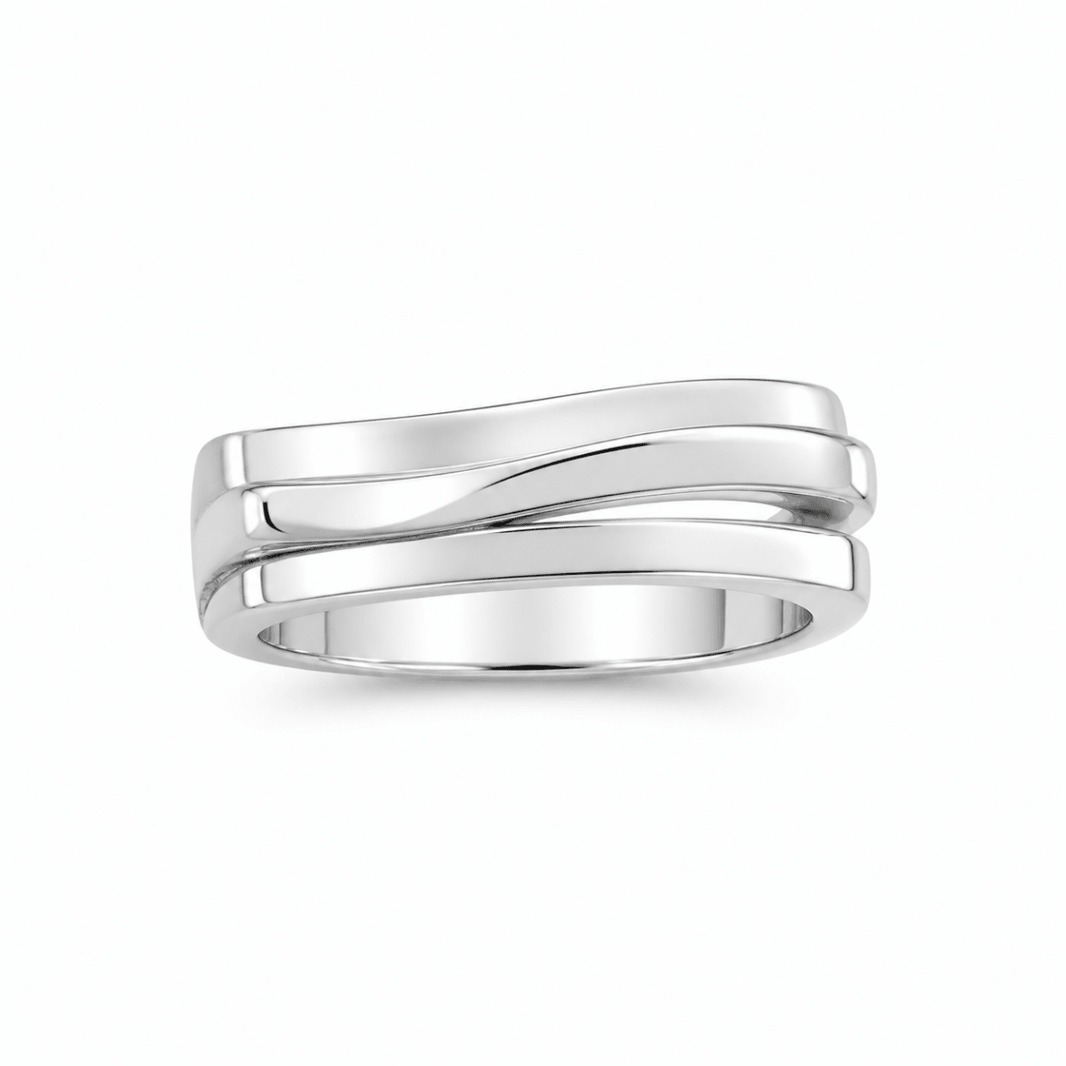Silver ring matt och blank vågig design - Smyckesbanken