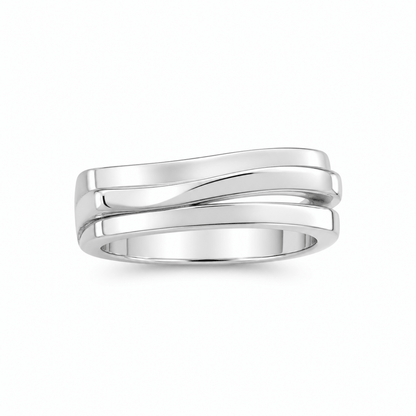 Silver ring matt och blank vågig design - Smyckesbanken