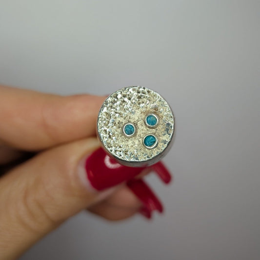 Silver ring med turkosa stenar - Smyckesbanken