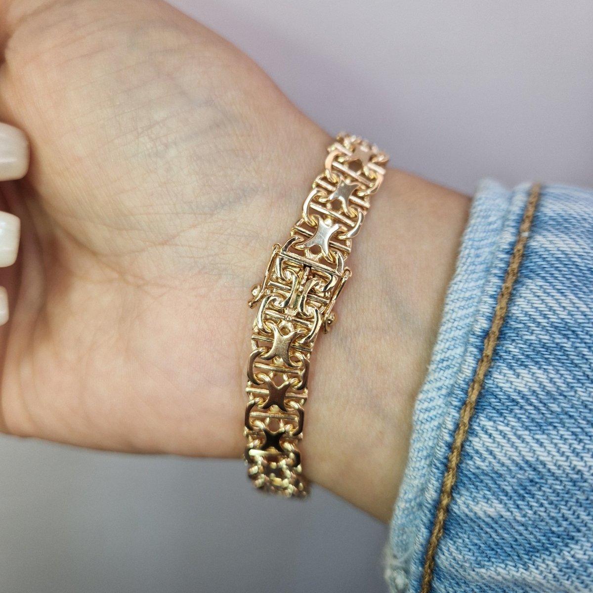 Stav X - länk armband 18k guld 19cm - Smyckesbanken