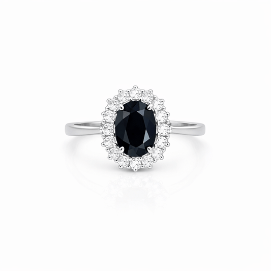 Vitgulds ring med safir 18k guld - Smyckesbanken