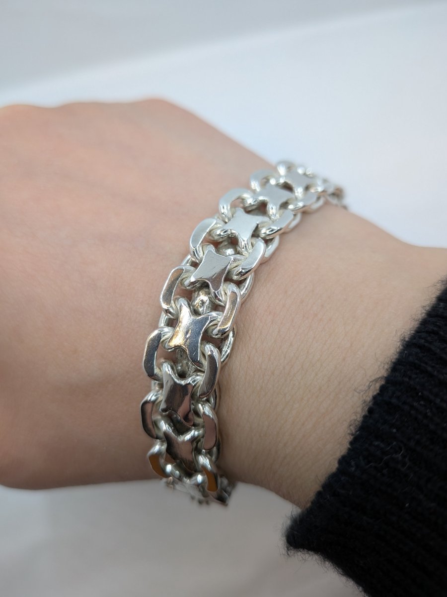 X - länk silver armband massiv - Smyckesbanken