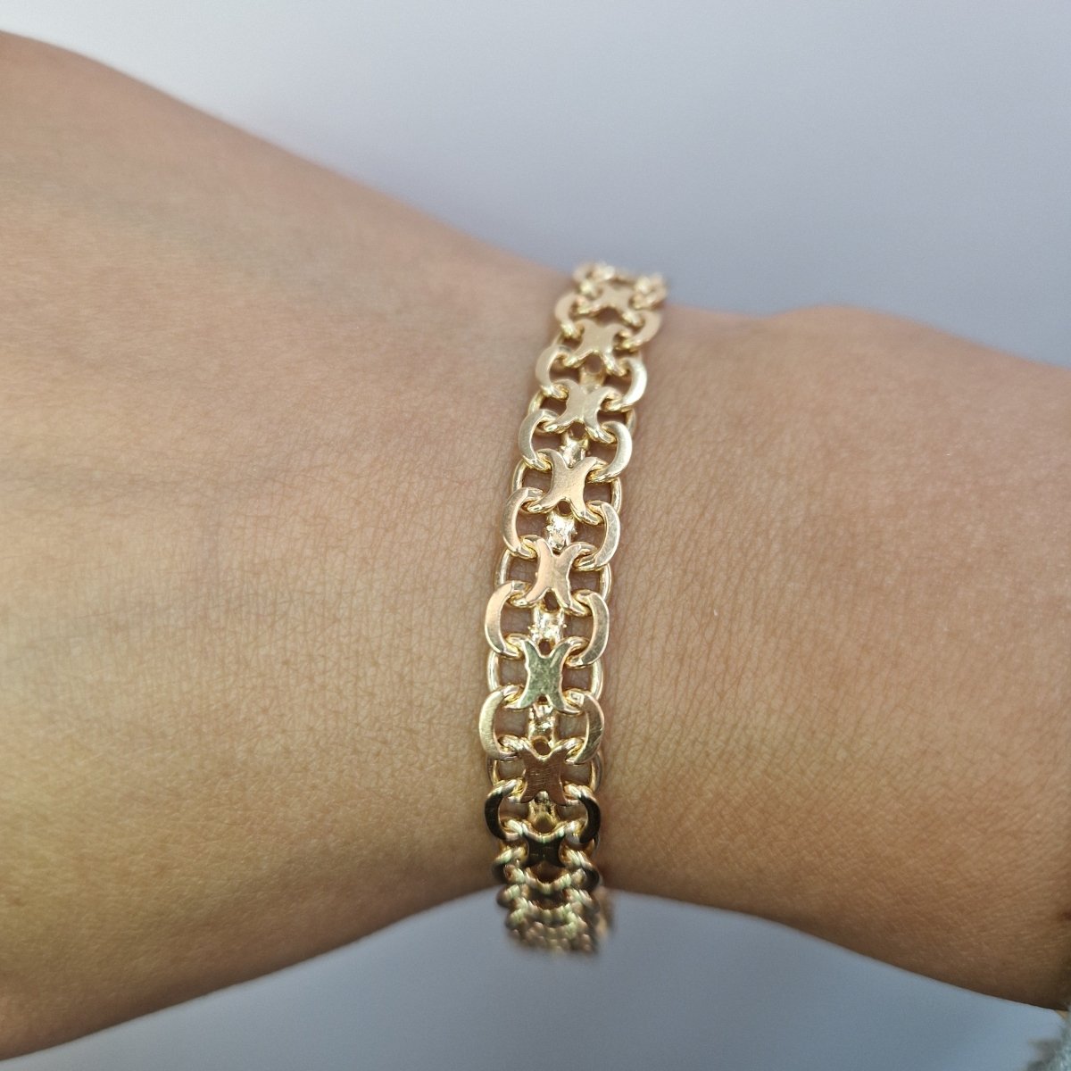 X länk armband 18k guld 19,5cm - Smyckesbanken