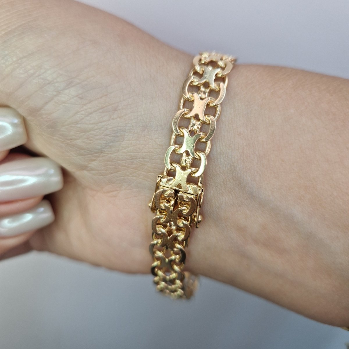 X länk armband 18k guld 19,5cm - Smyckesbanken