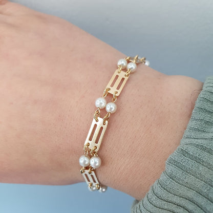 Armband med pärlor i 18k guld- Smyckesbanken