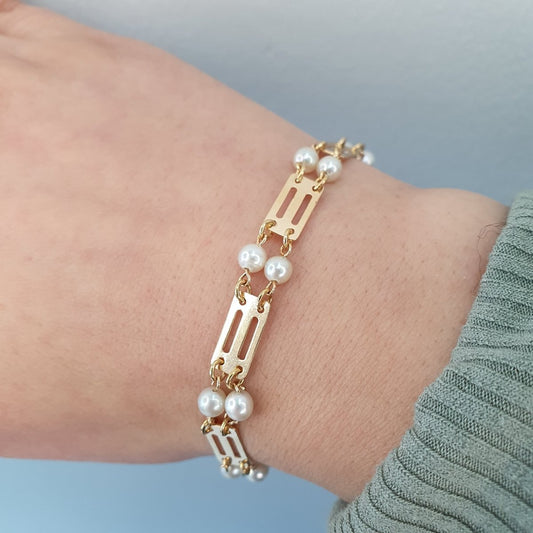 Armband med pärlor i 18k guld- Smyckesbanken