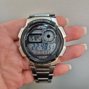 Casio klocka AE-1000WD-1AVEF Digital Akryl Silvrig Svart 