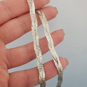 Flätat äkta silver halsband - Smyckesbanken