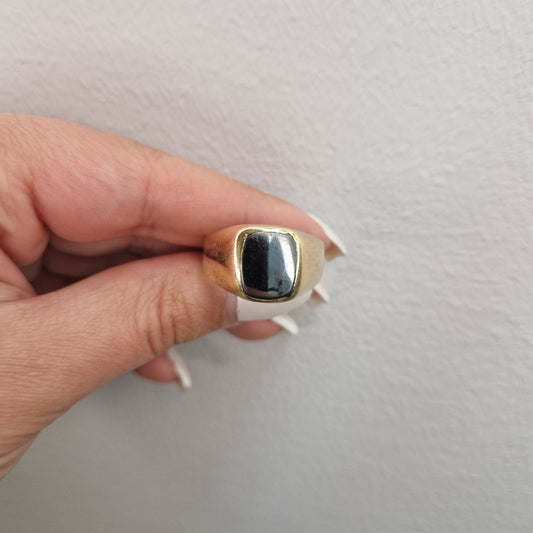 Klackring 18k med hematit - Smyckesbanken