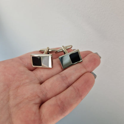 manschettknappar med svart sten - Smyckesbanken