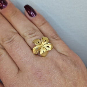Ring blomma matt & facetterad i 22k guld - Smyckesbanken