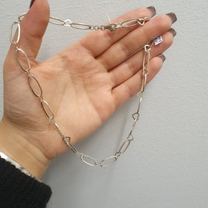 Silver halsband med hjärtan och ovala ringar - Smyckesbanken